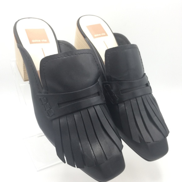 Dolce Vita Shoes - NEW Dolce Vita “Katina” Black Leather Fringe Mules